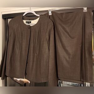 Brown Two-Piece Skirt Suit Jacket and Skirt